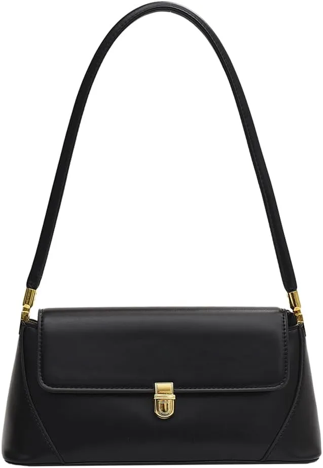 Retro Flap Underarm Bag for Women Leather Clutch Tote Vintage Handbag Retro Classic Small Purse 90s Buckle Closure