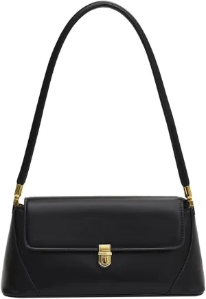 Retro Flap Underarm Bag for Women Leather Clutch Tote Vintage Handbag Retro Classic Small Purse 90s Buckle Closure