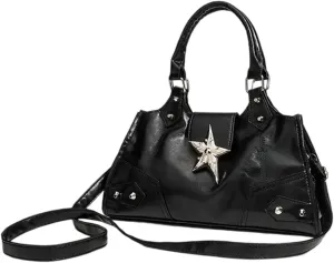 Retro Punk Styles Motorcycle Shoulder Bag For Women Fashionable And Stylish Handbag PU Leather Crossbody Bags Satchel