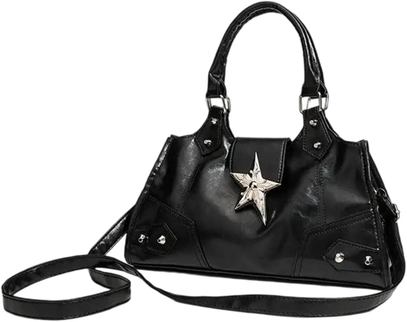 Retro Punk Styles Motorcycle Shoulder Bag For Women Fashionable And Stylish Handbag PU Leather Crossbody Bags Satchel