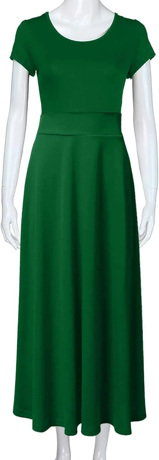 RKSTN Long Summer Dresses for Women 2025 Short Sleeve Solid Color Maxi Dress Prom Cocktail Ball Gowns Beach Party Sundresses