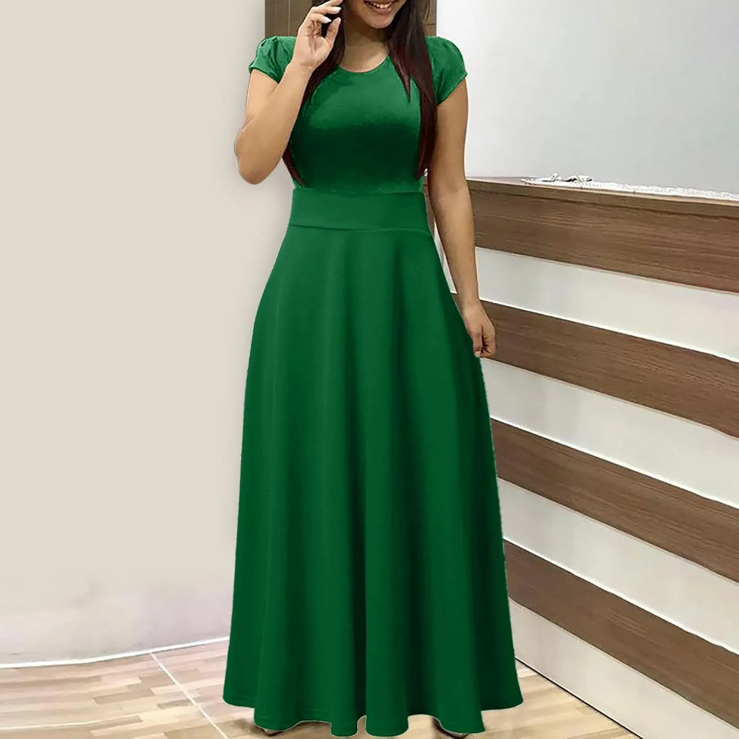 RKSTN Long Summer Dresses for Women 2025 Short Sleeve Solid Color Maxi Dress Prom Cocktail Ball Gowns Beach Party Sundresses