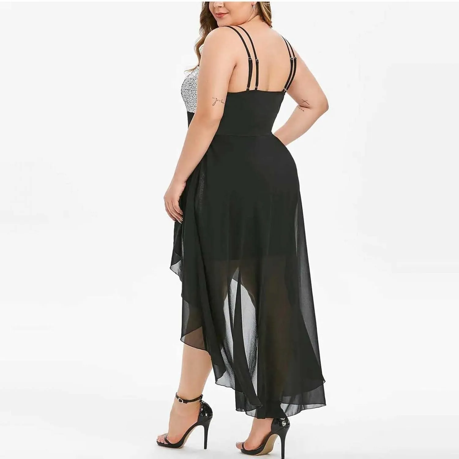 RKSTN Women's Sequin Loose Evening Dresses Plus Size Dress for Women Fashion Sexy Sling Swing Dress Summer Prom Ball Gown