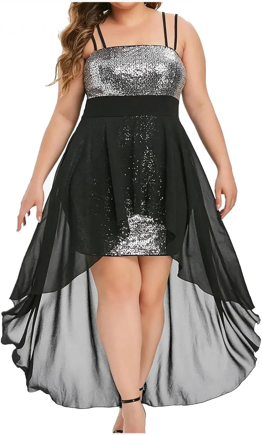 RKSTN Women's Sequin Loose Evening Dresses Plus Size Dress for Women Fashion Sexy Sling Swing Dress Summer Prom Ball Gown
