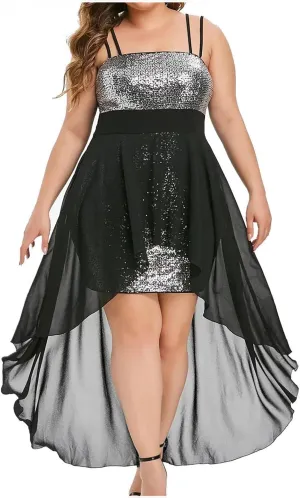 RKSTN Women's Sequin Loose Evening Dresses Plus Size Dress for Women Fashion Sexy Sling Swing Dress Summer Prom Ball Gown