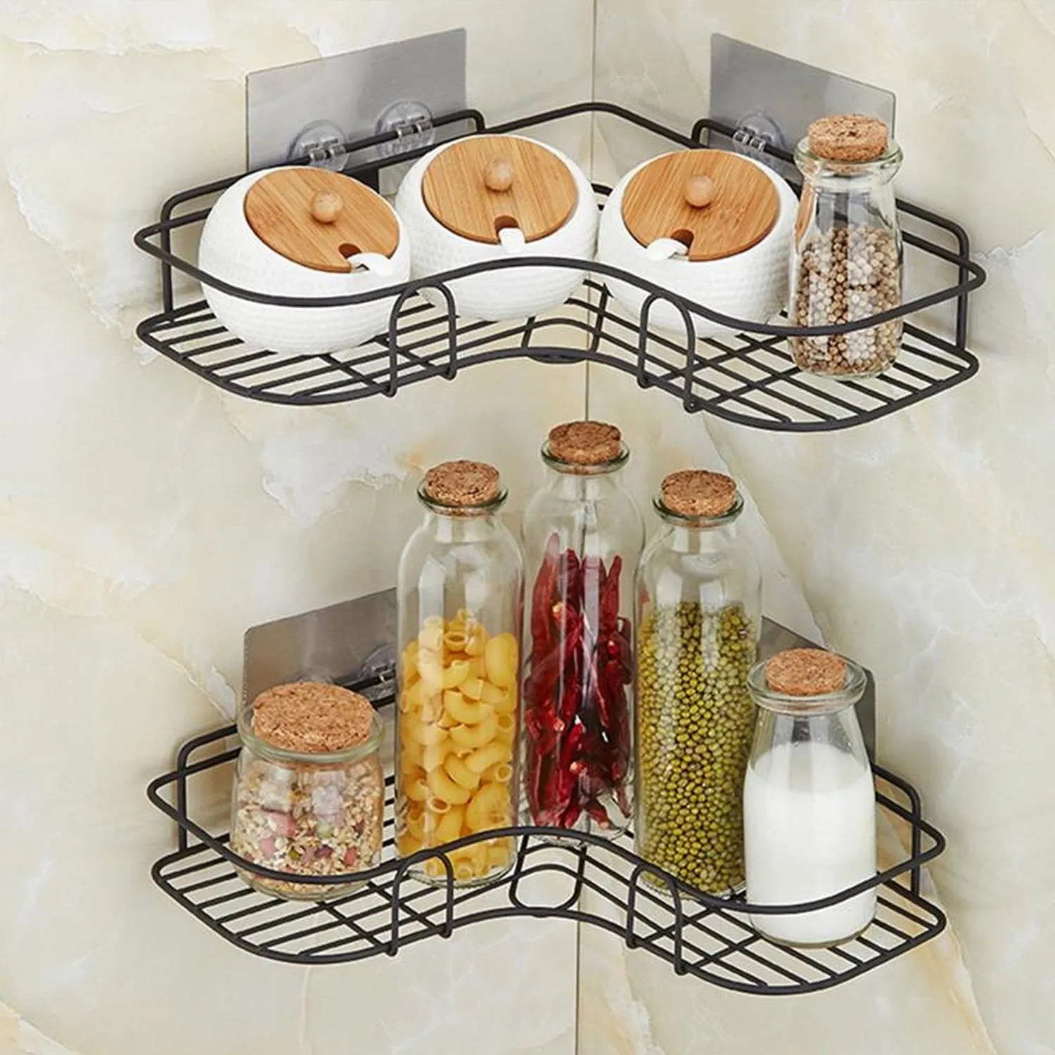 Self-Adhesive Corner Shelf Organizer for Kitchen & Bath
