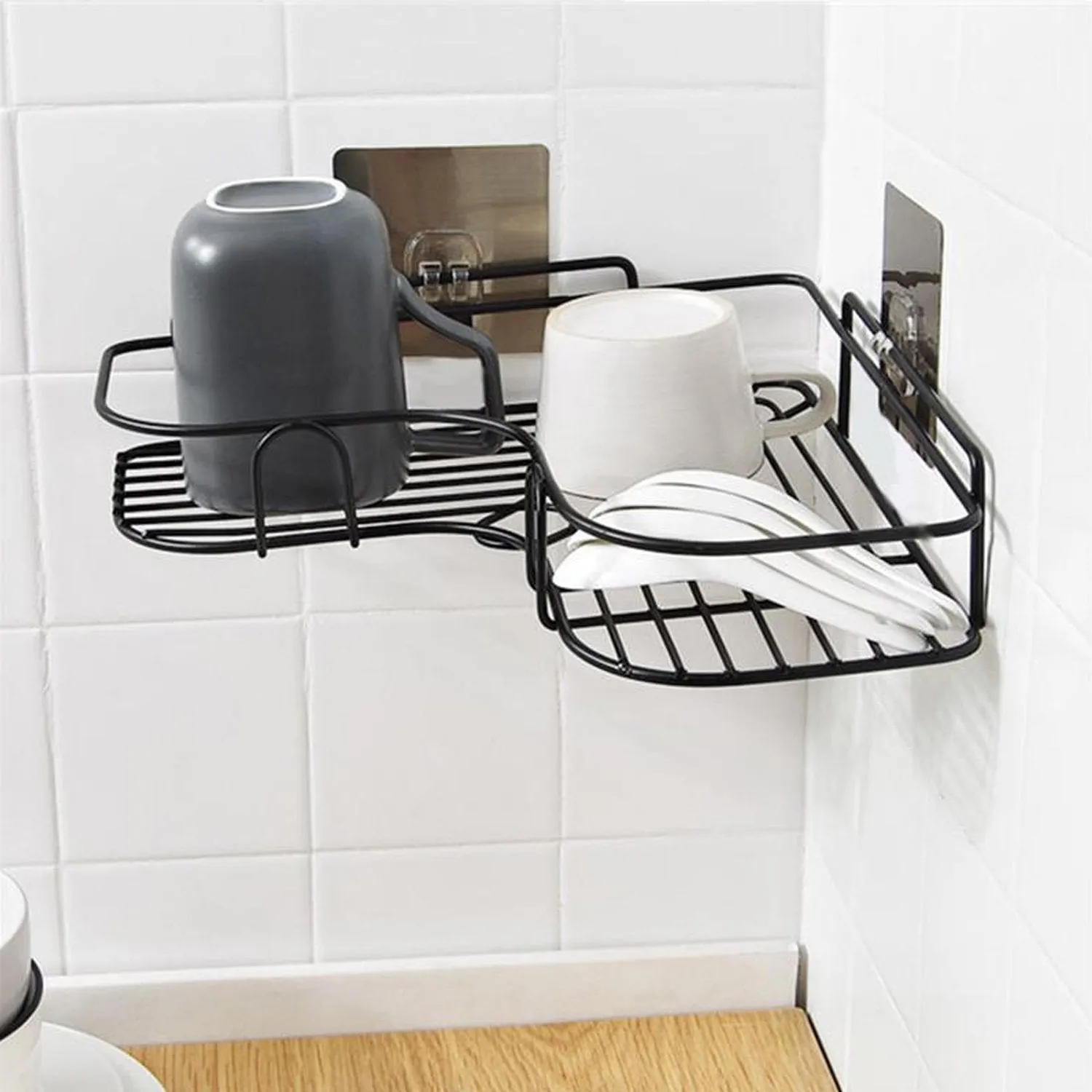Self-Adhesive Corner Shelf Organizer for Kitchen & Bath