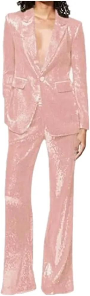 Sequins Women Suits Set Blazer Ladies Wedding Tuxedos Party Wear Suits