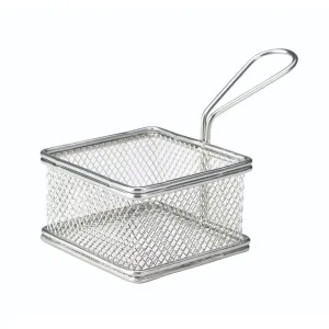 Serving Fry Basket Square Stainless Steel 9.5 x 9.5 x 6cm (Pack 6)