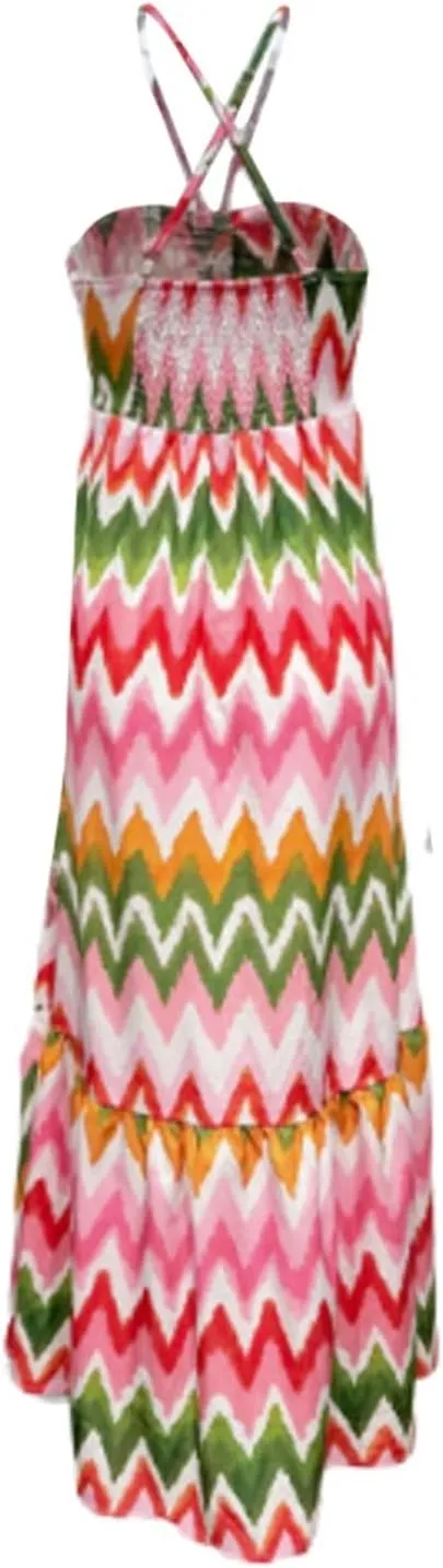 Sexy Suspender Long Skirt Dress with Patchwork Colors Outfits