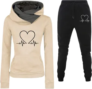 SHAOBGE Unisex 2 Piece Outfits Women Men Hoodie Tracksuits Oversized Sweatshirts Jogger Sweatpants Y2K Sweatsuit with Pockets