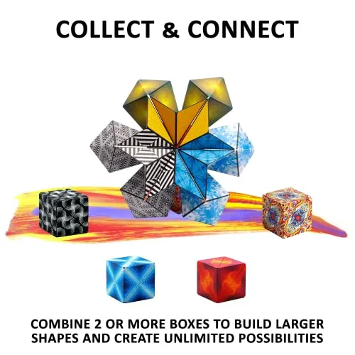 SHASHIBO Shape Shifting Box - Award-Winning, Patented Fidget Cube w/ 36 Rare Earth Magnets - Extraordinary 3D Magic Cube – Shashibo Cube Magnet Fidget Toy Transforms Into Over 70 Shapes (Spaced Out)