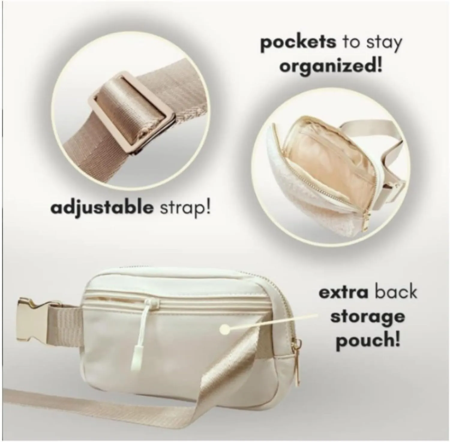 Sherpa Fleece Fanny Pack for Women & Men,Adjustable Crossbody Belt Bag for Gym, Running & Travel,Trendy Waist Pack Gift for Teens & Adults (brown,20L)