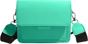 Shoulder HandbagKorean Styles Casual Small Square Shoulder Bag with Wide Strap for Women PU Leather Crossbody Bags Satchel Purse