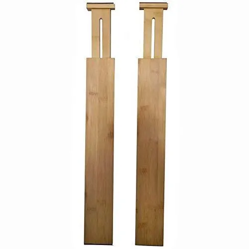 Simhoo Bamboo Drawer Dividers,Kitchen Organizers,Adjustable and Expandable Separators Organizers for Kitchen,Dresser,Bedroom,Bathroom,Baby Drawer Set of 2