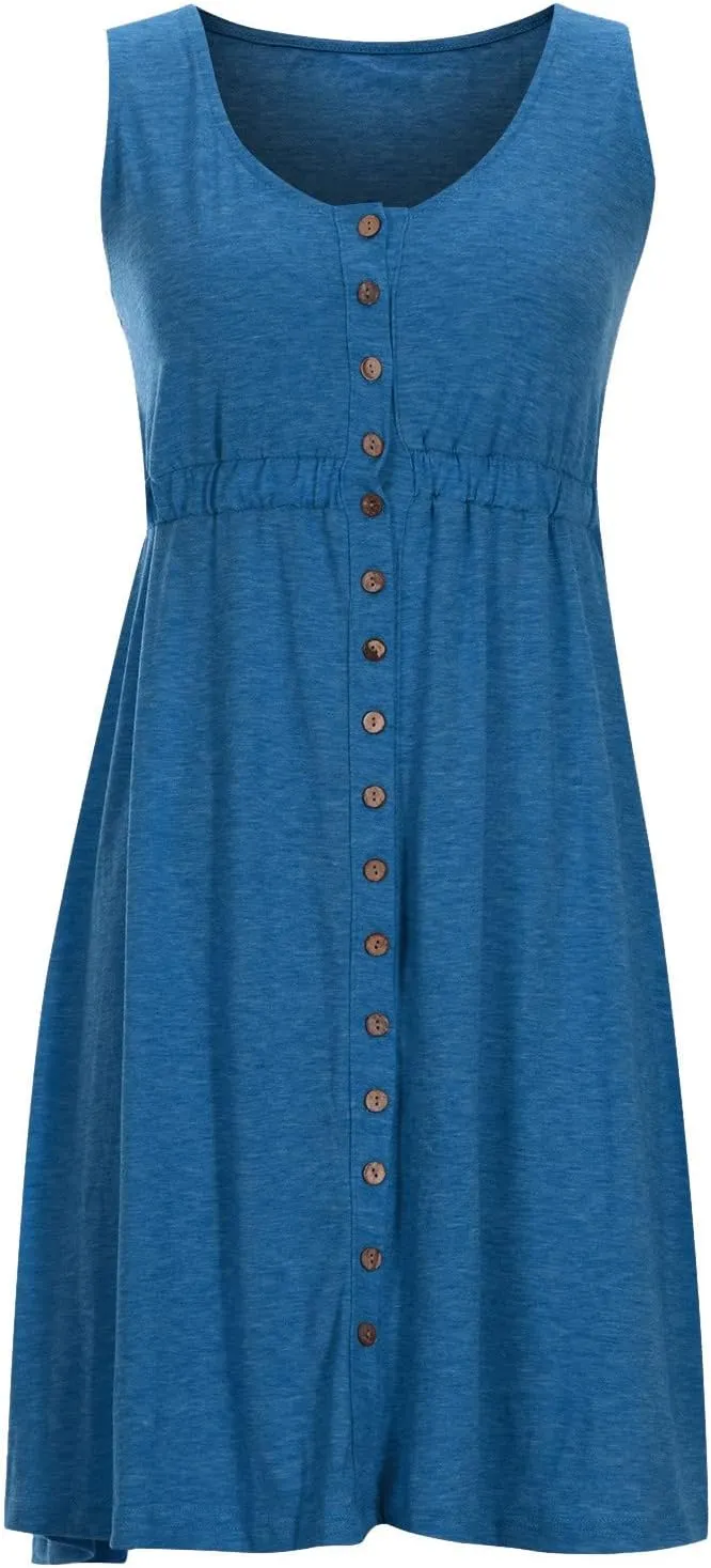 Sinzelimin Dresses for Women 2024 Casual Summer Sleeveless V-Neck Mini Dress, Women's Trendy Beach Sundresses Tank Dresses
