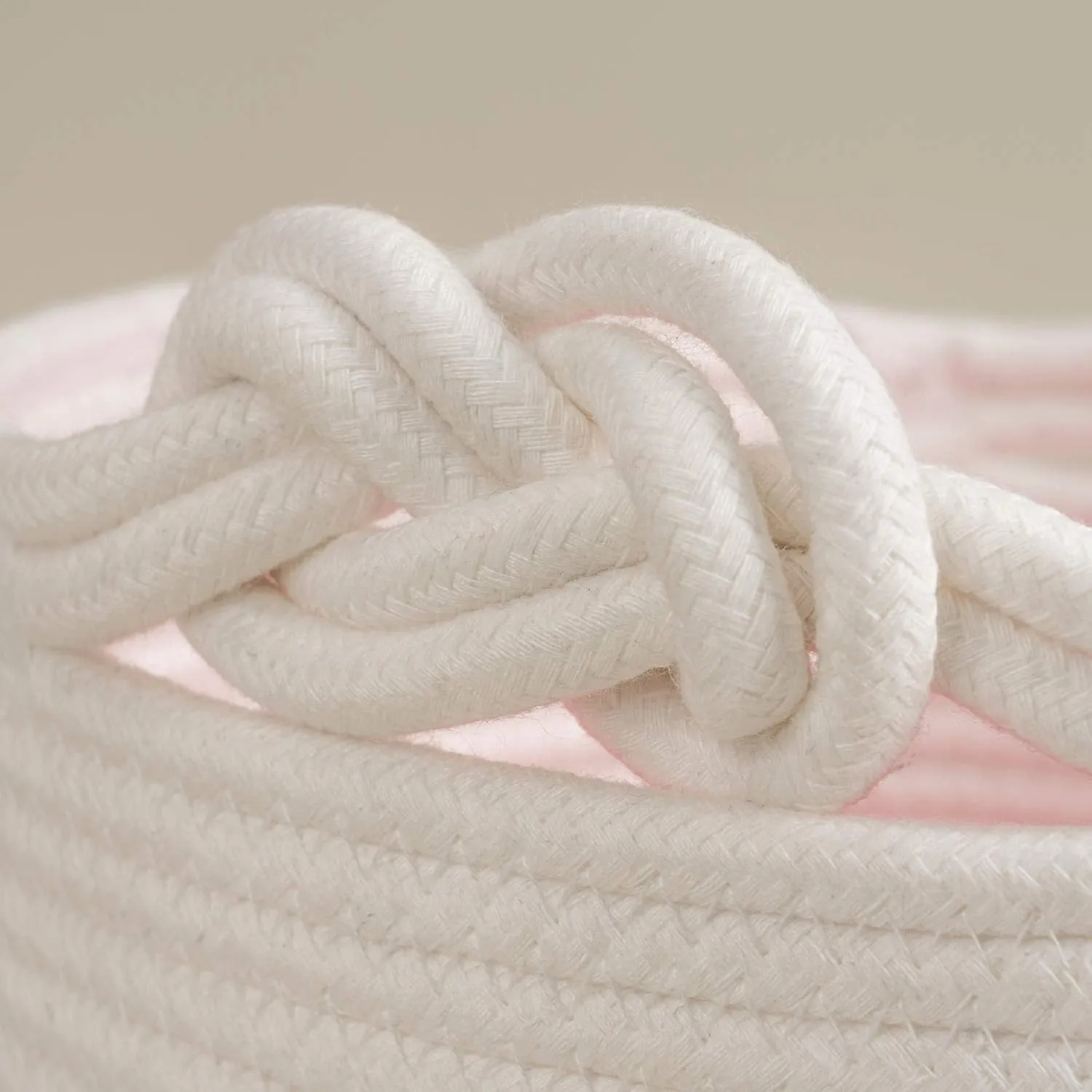Small Rope Basket, Cute Tassel Decor for Girl, Pink