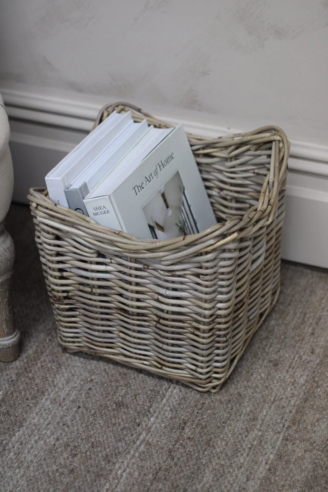 Small Wavy Top Rattan Willow Storage Basket