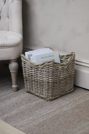 Small Wavy Top Rattan Willow Storage Basket
