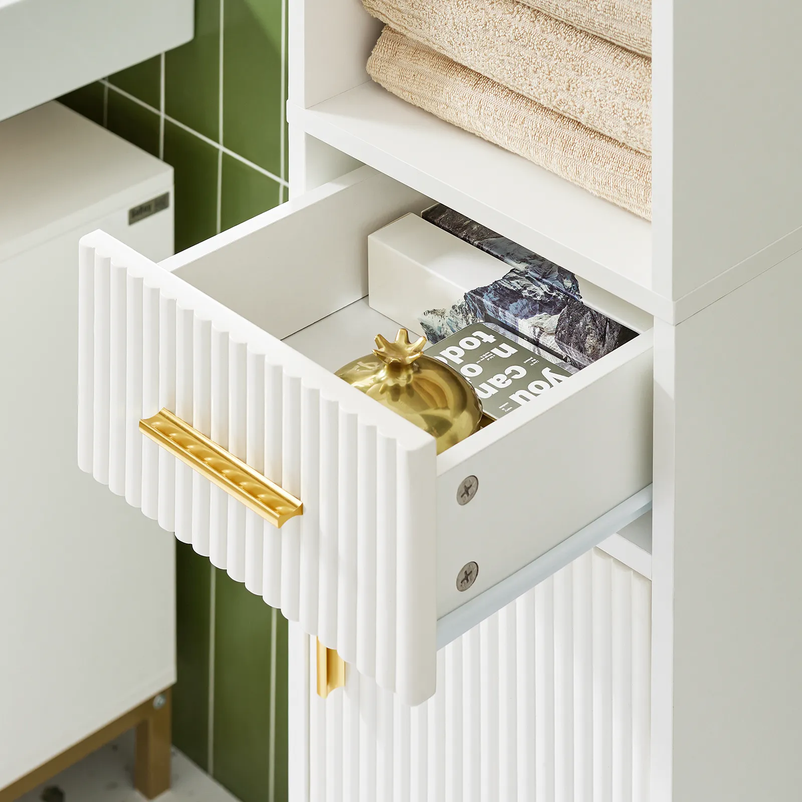 SoBuy Bathroom Tall Cabinet Cupboard Bathroom Storage Cabinet BZR181-W