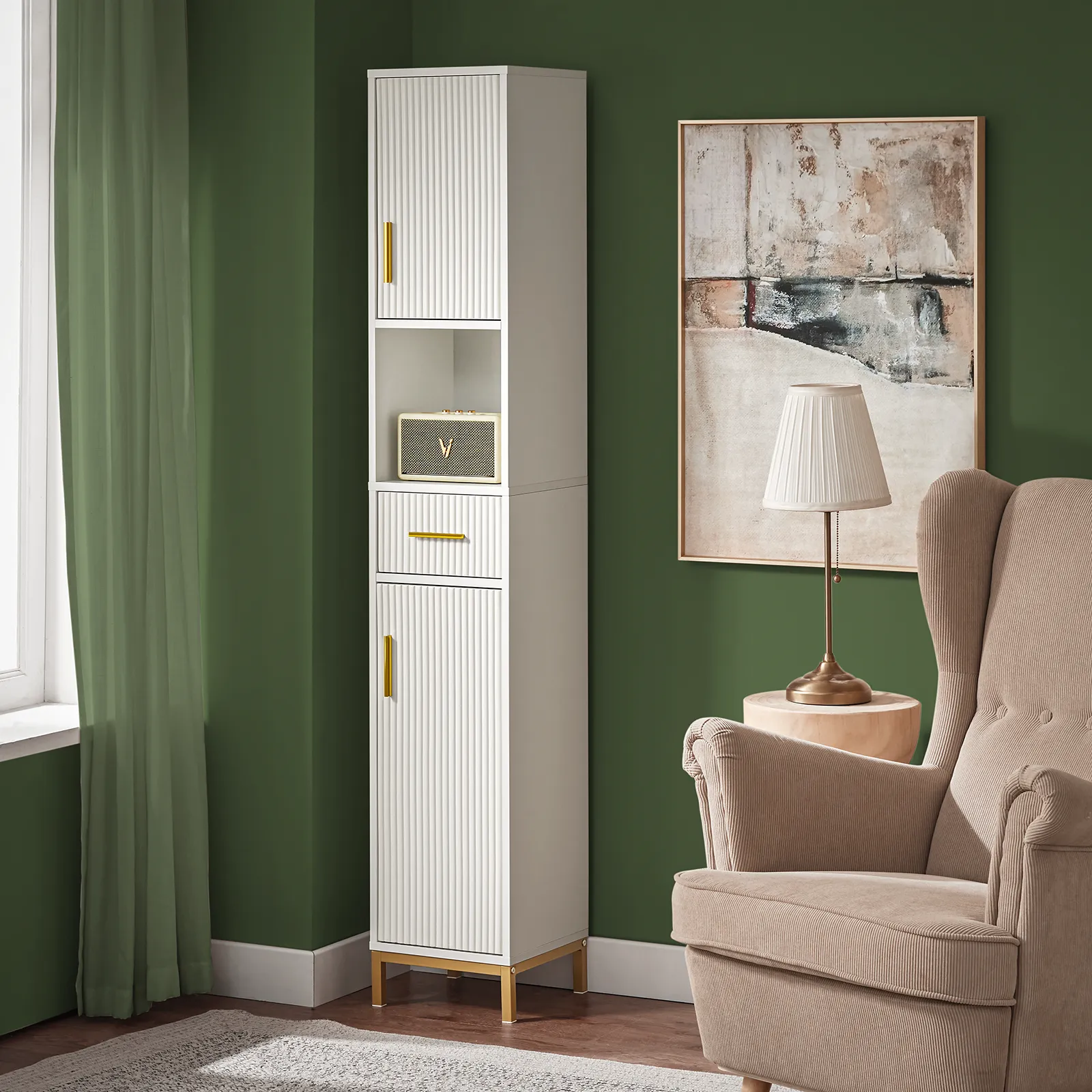 SoBuy Bathroom Tall Cabinet Cupboard Bathroom Storage Cabinet BZR181-W