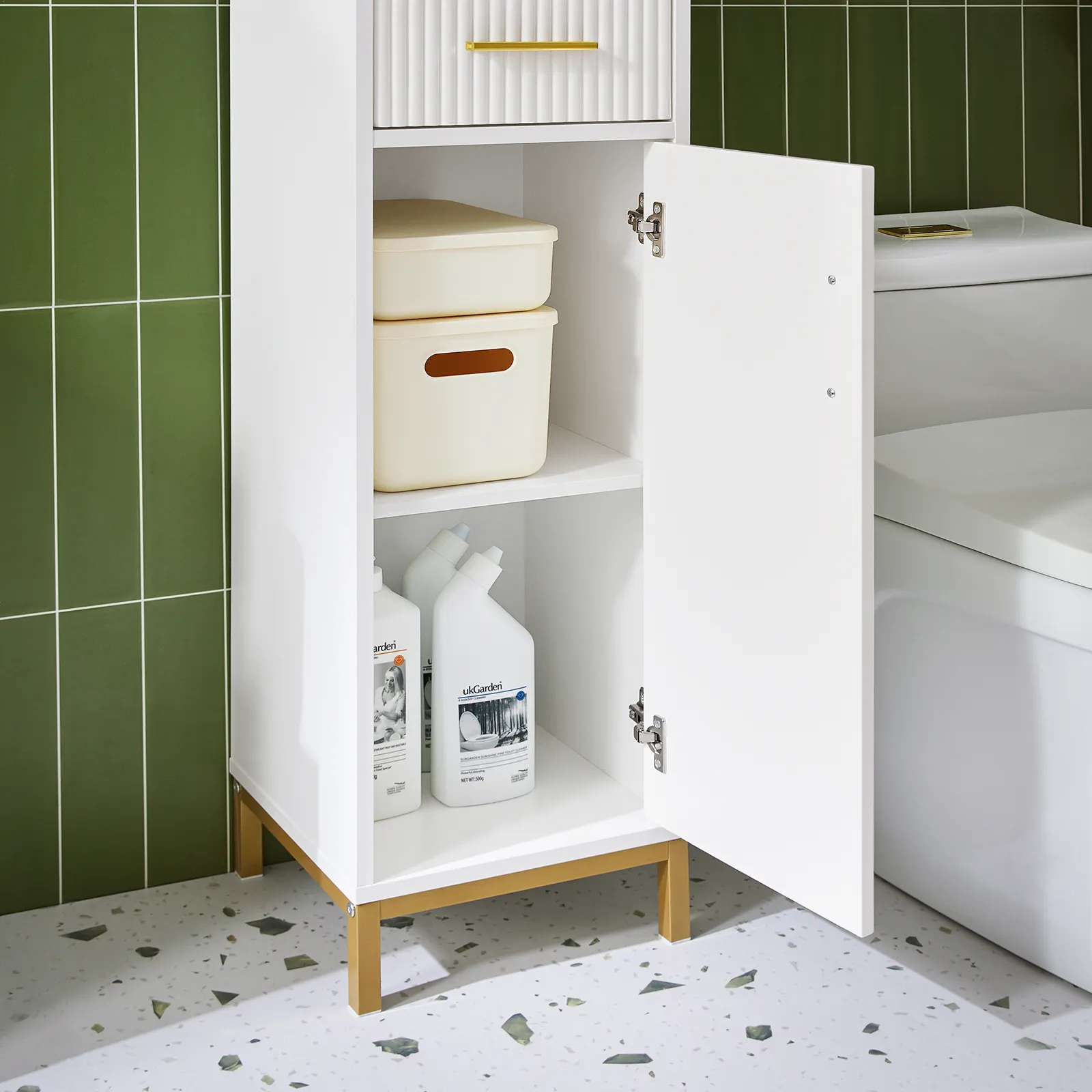 SoBuy Bathroom Tall Cabinet Cupboard Bathroom Storage Cabinet BZR181-W