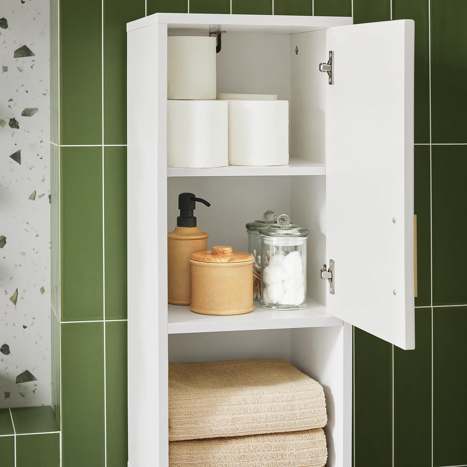 SoBuy Bathroom Tall Cabinet Cupboard Bathroom Storage Cabinet BZR181-W