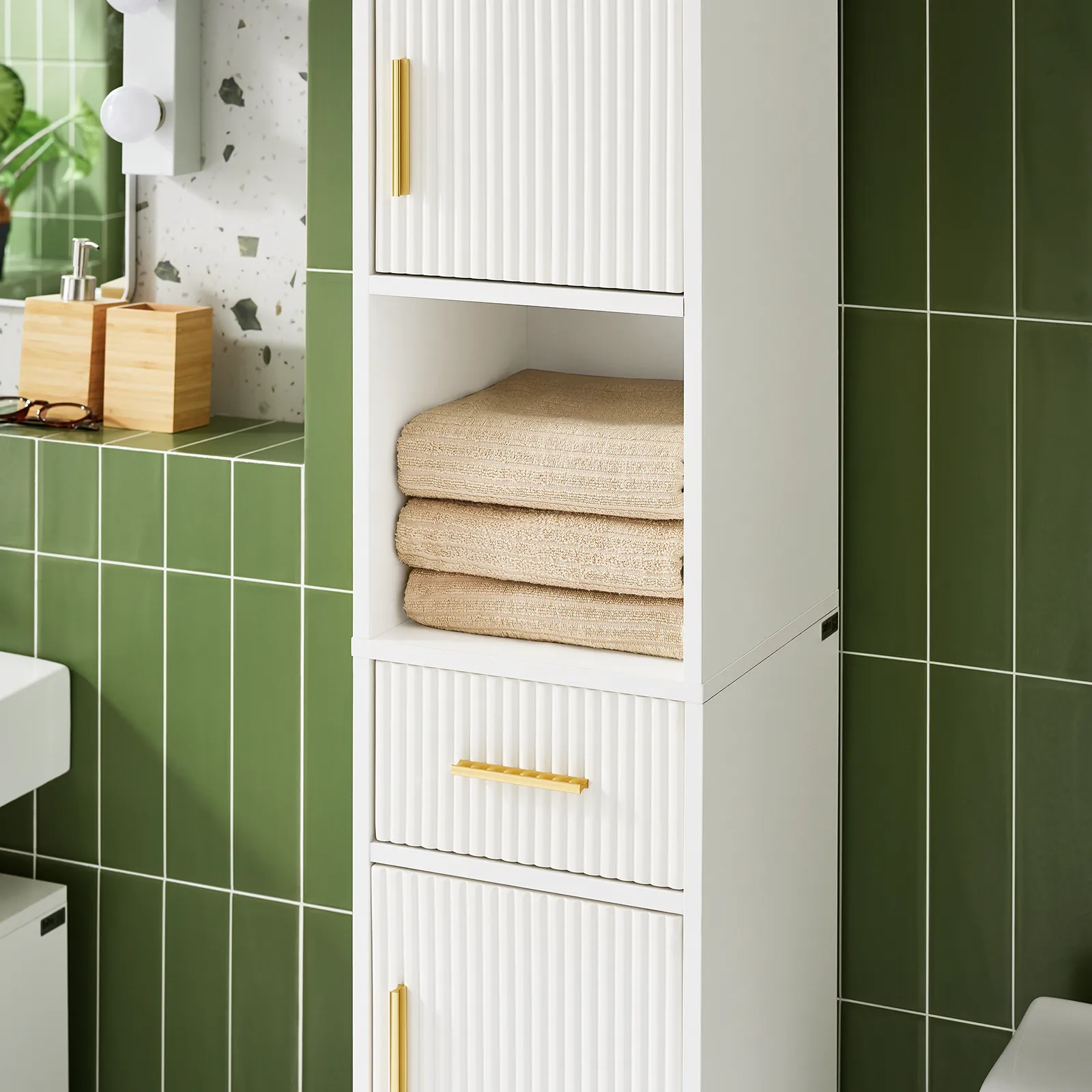 SoBuy Bathroom Tall Cabinet Cupboard Bathroom Storage Cabinet BZR181-W
