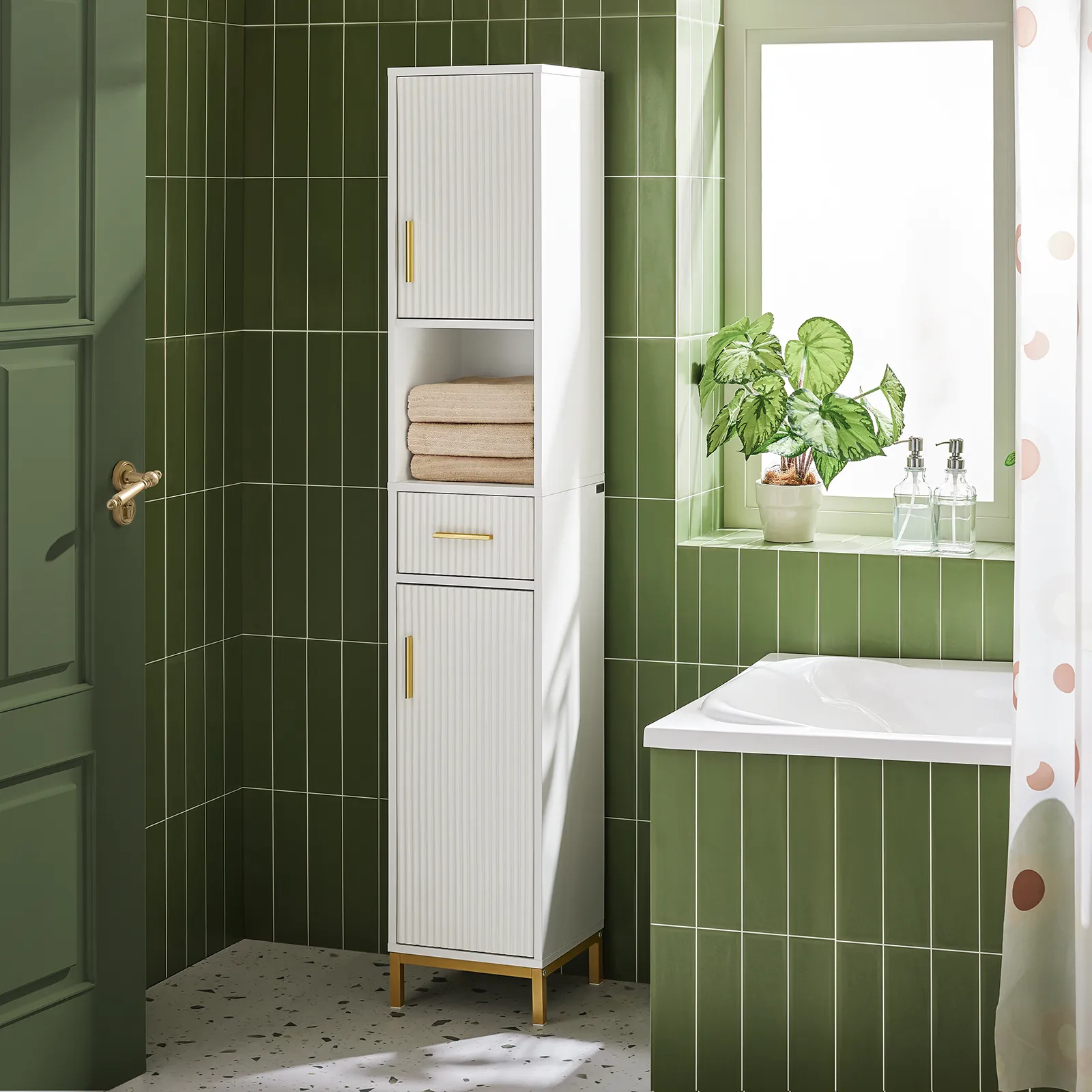 SoBuy Bathroom Tall Cabinet Cupboard Bathroom Storage Cabinet BZR181-W