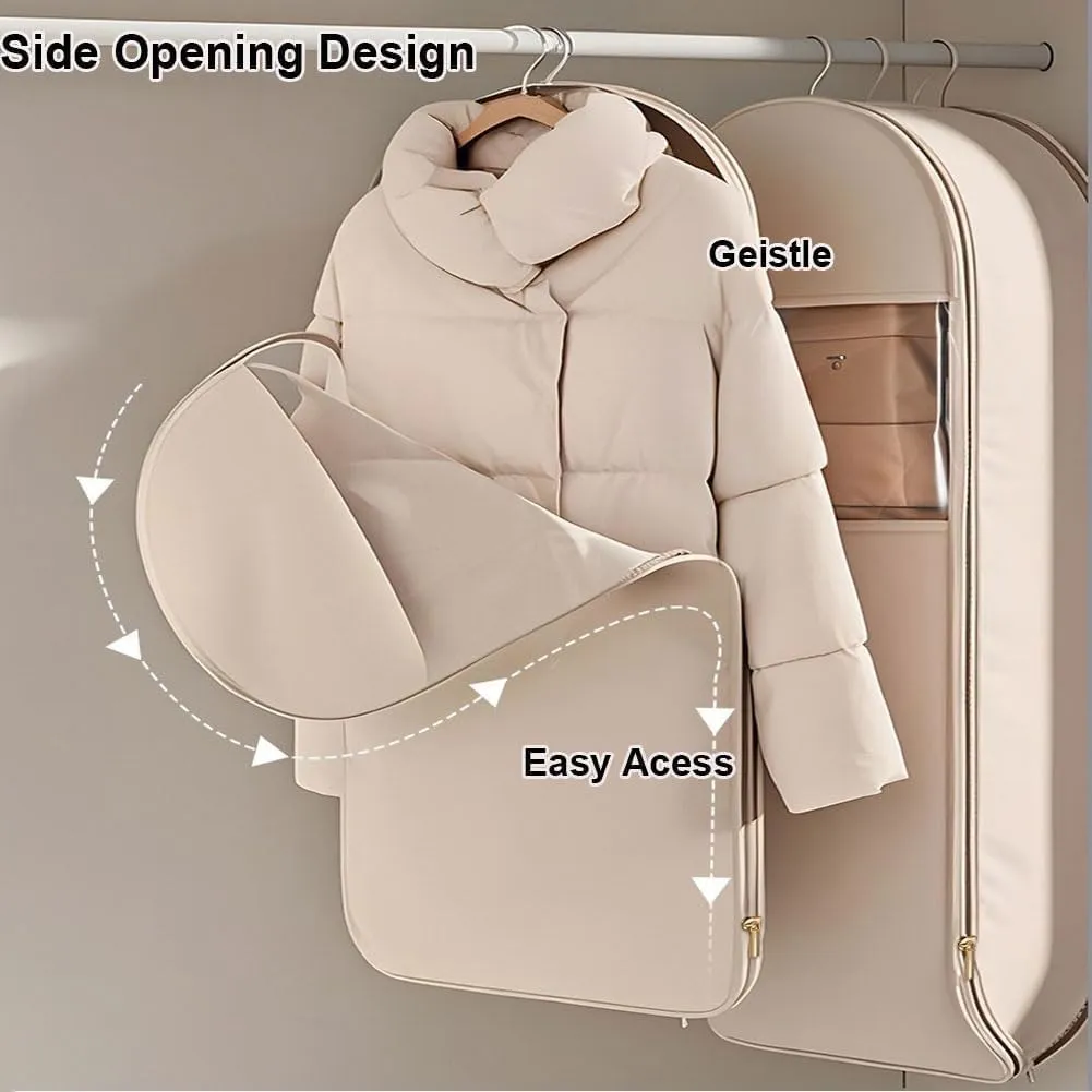 Space Saving Hanging Garment Bag, Space Saving Hanging Protector for Down Coat, Protects Clothes from Wrinkles, Down Coat Compression Dust Cover for Closet Storage (Gray, L)