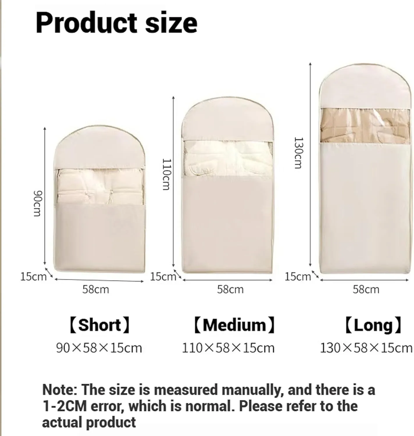 Space Saving Hanging Garment Bag with Self Compression Zipper, Space Saver Closet Organizers for Down Coat Suit, Suit Bags for Closet Storage Garment Bags for Travel (Beige - M XL)