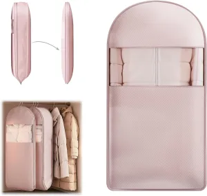 Space Saving Hanging Garment Bag with Self Compression Zipper,Clear Garment Bag for Hanging Clothes,Dust Cover Clothes Bags for Down Coat,Suit Bags for Closet Storage,Hanging Protector for Coats