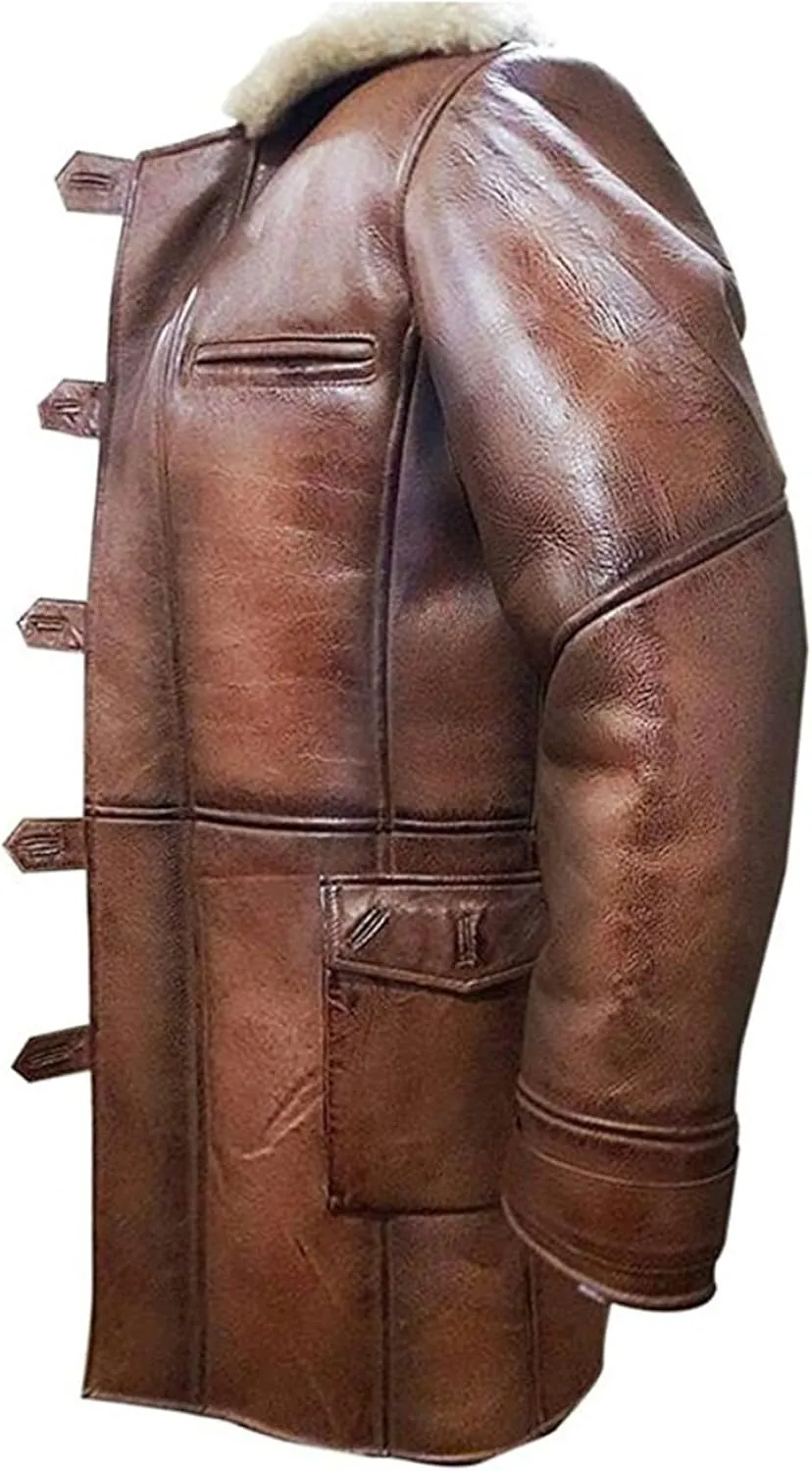 SpazeUp Bane Coat Knight Rises Tom Shearling Leather Coat Hardy Winter Ginger Swedish Brown Trench Leather Duster Coat