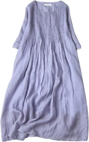 Spring and Summer Cotton and Linen Baptism Casual Dresses Girls Dresses Casual Skirts for Women 2024