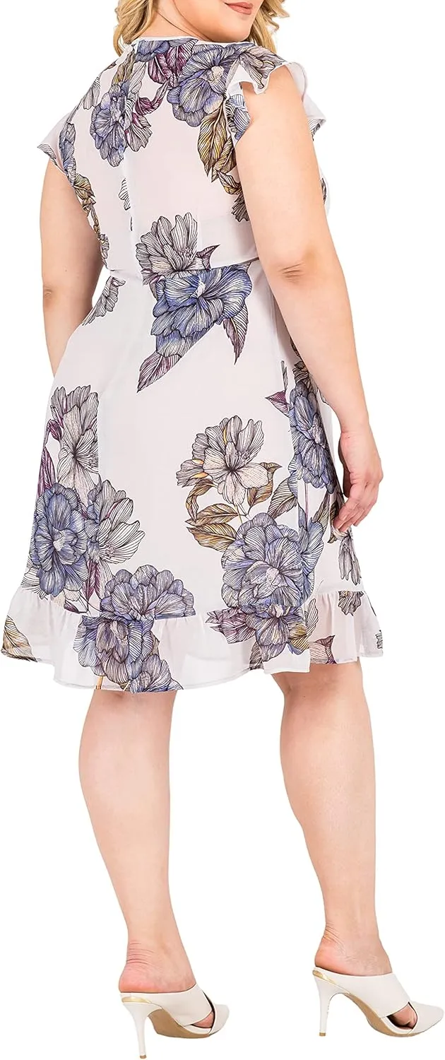 Standards & Practices Women's Plus Size Grey Apron Hem Suiting Shift Midi Dress