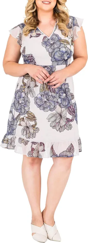 Standards & Practices Women's Plus Size Grey Apron Hem Suiting Shift Midi Dress