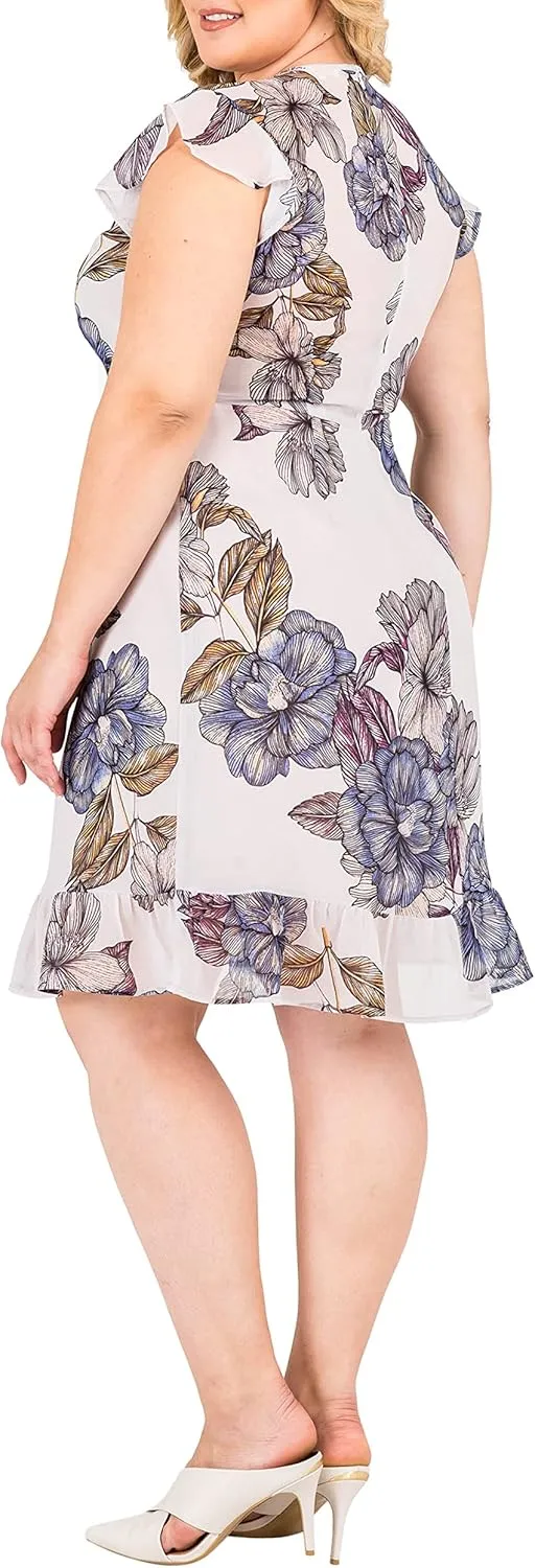 Standards & Practices Women's Plus Size Grey Apron Hem Suiting Shift Midi Dress