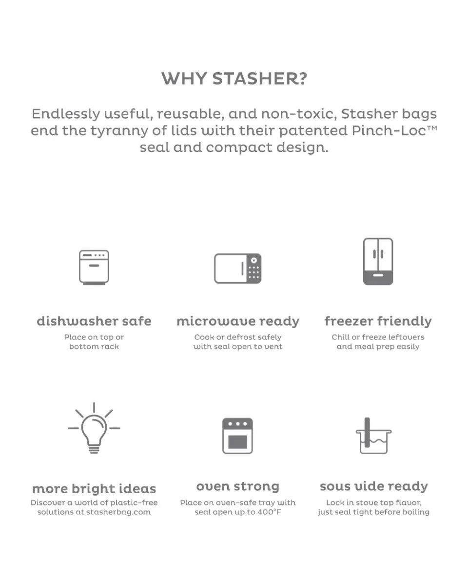 Stasher 1.9 Liter Reusable Silicone Storage Bag Clear