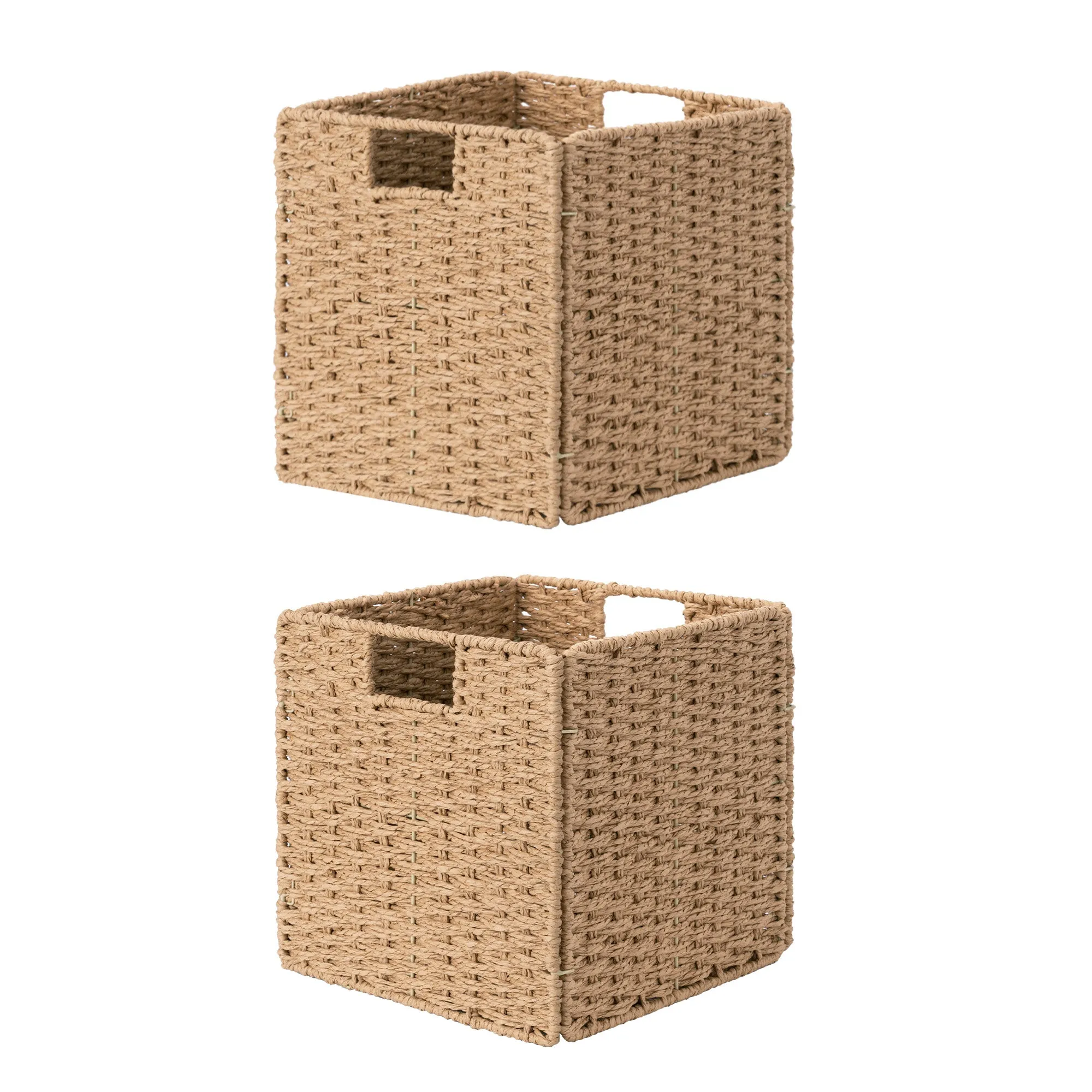 StorageWorks 11 inch Foldable Paper Rope Wicker Baskets for Organizing