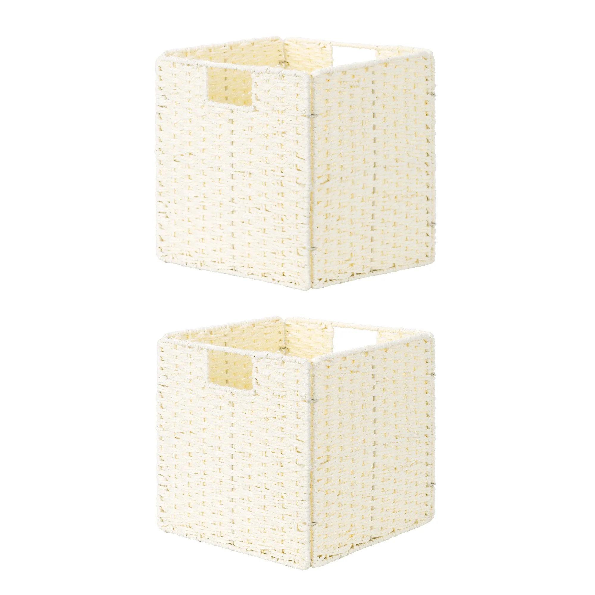 StorageWorks 11 inch Foldable Paper Rope Wicker Baskets for Organizing