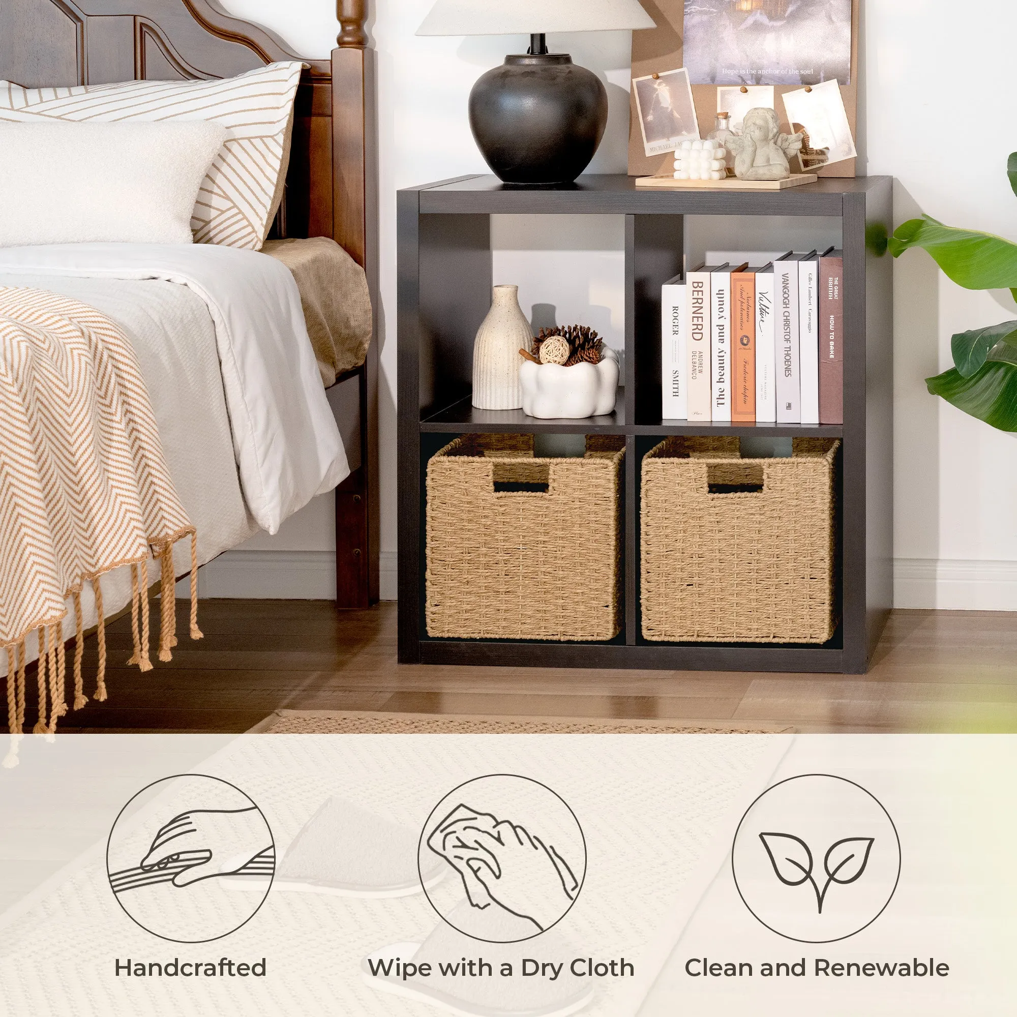 StorageWorks 11 inch Foldable Paper Rope Wicker Baskets for Organizing