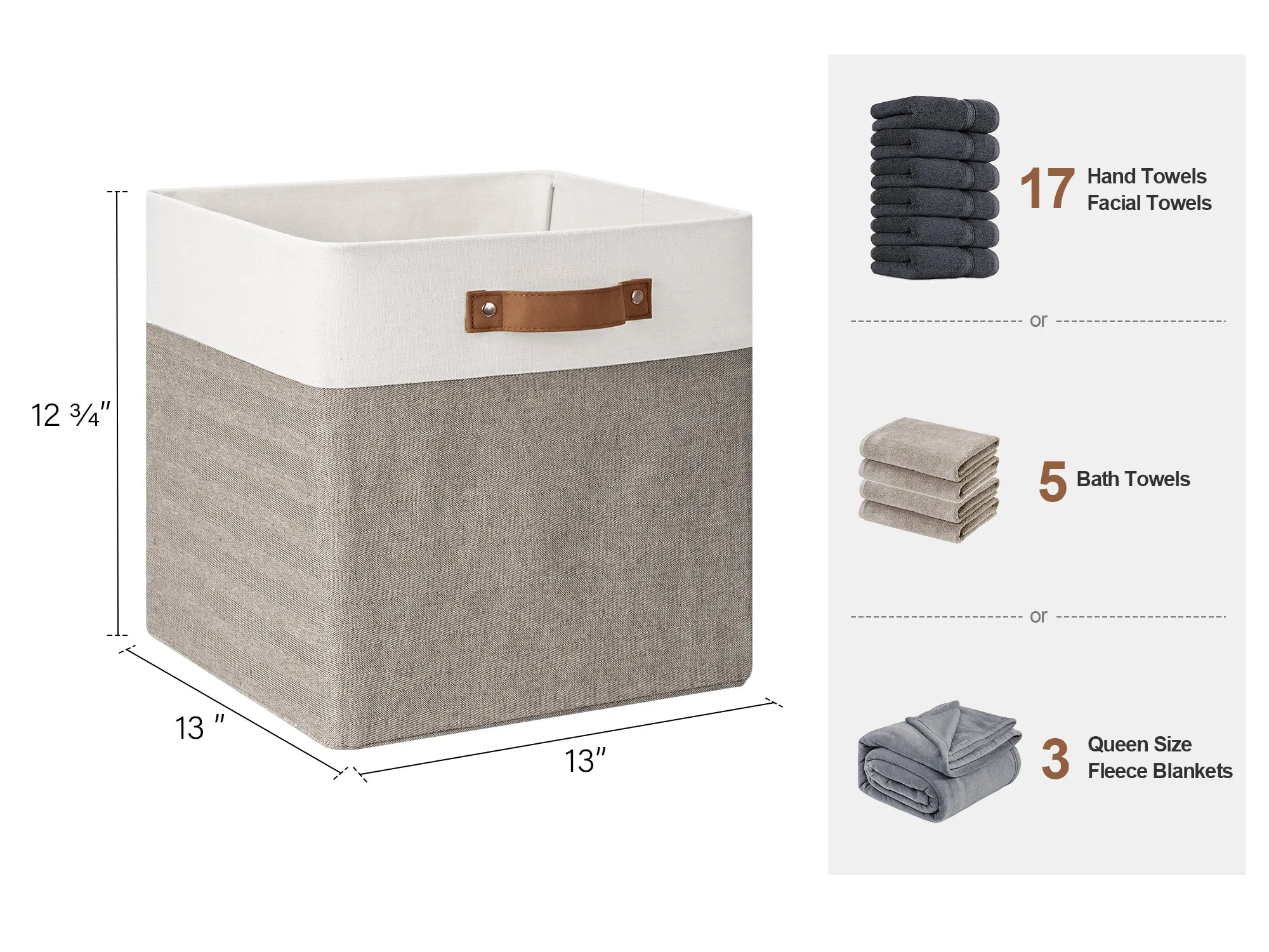 StorageWorks 13x13 Inches Storage Cube, Fabric Storage Bins with PU Handles