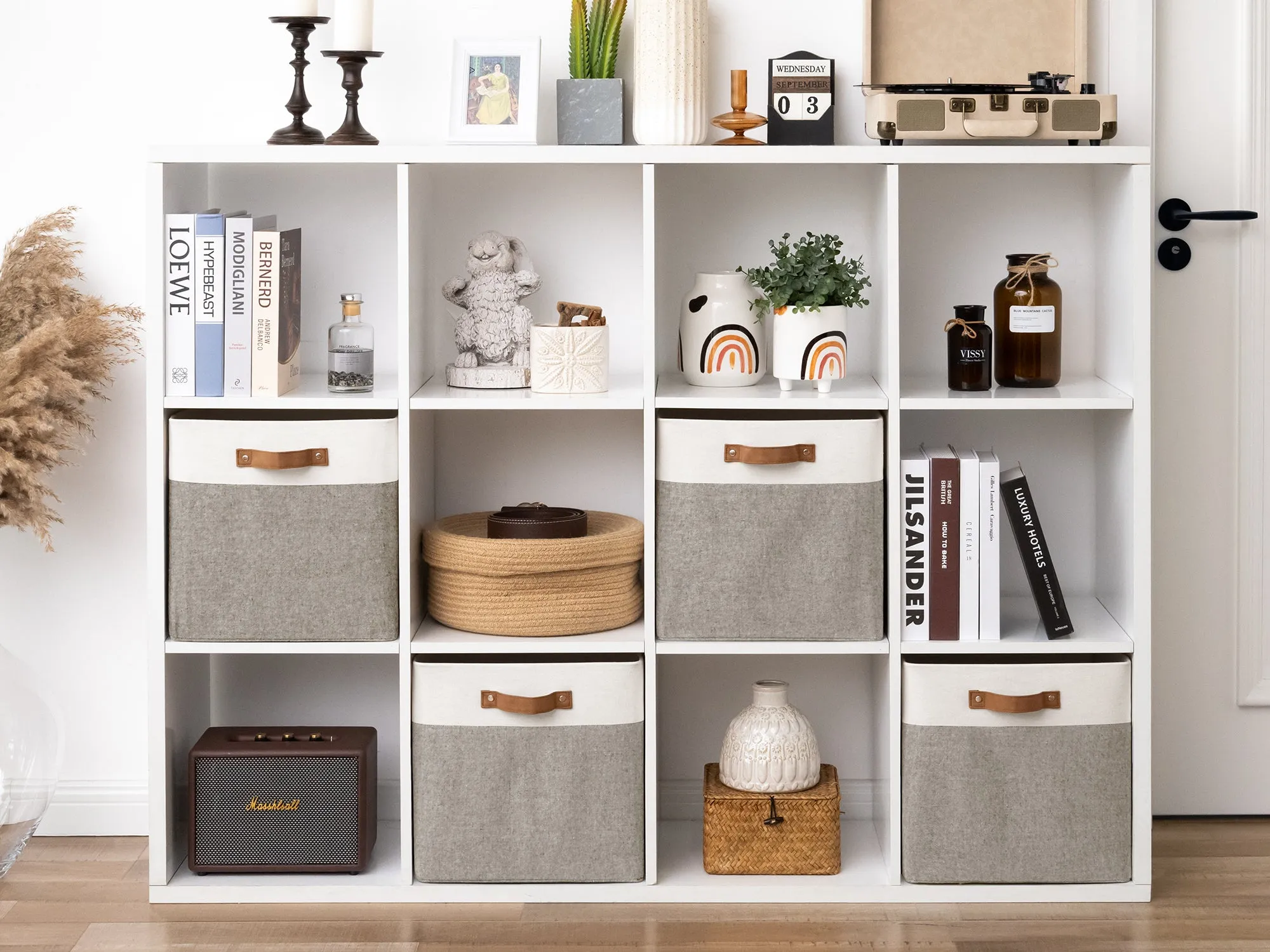 StorageWorks 13x13 Inches Storage Cube, Fabric Storage Bins with PU Handles