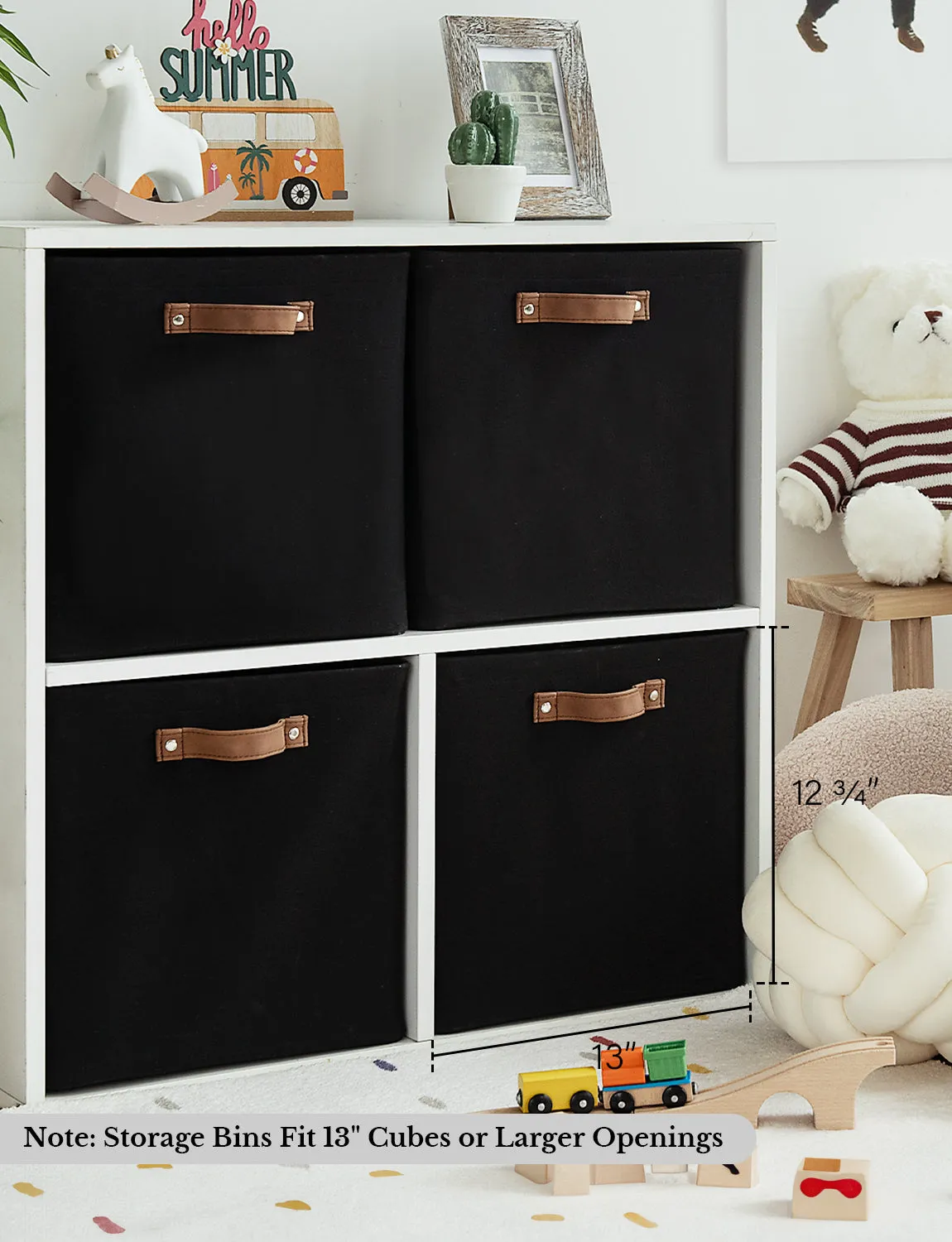 StorageWorks 13x13 Inches Storage Cube, Fabric Storage Bins with PU Handles