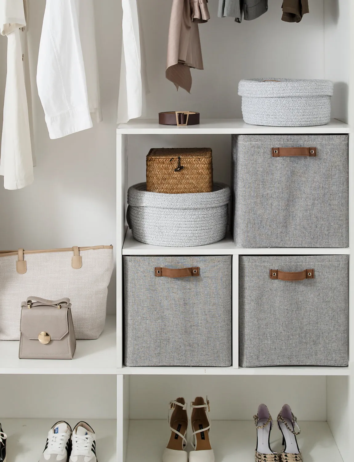 StorageWorks 13x13 Inches Storage Cube, Fabric Storage Bins with PU Handles