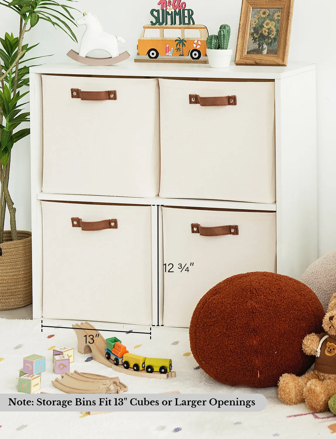 StorageWorks 13x13 Inches Storage Cube, Fabric Storage Bins with PU Handles