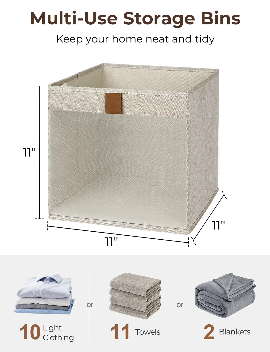 StorageWorks Closet Storage Bins with Clear Window and Handles, 3 Pack