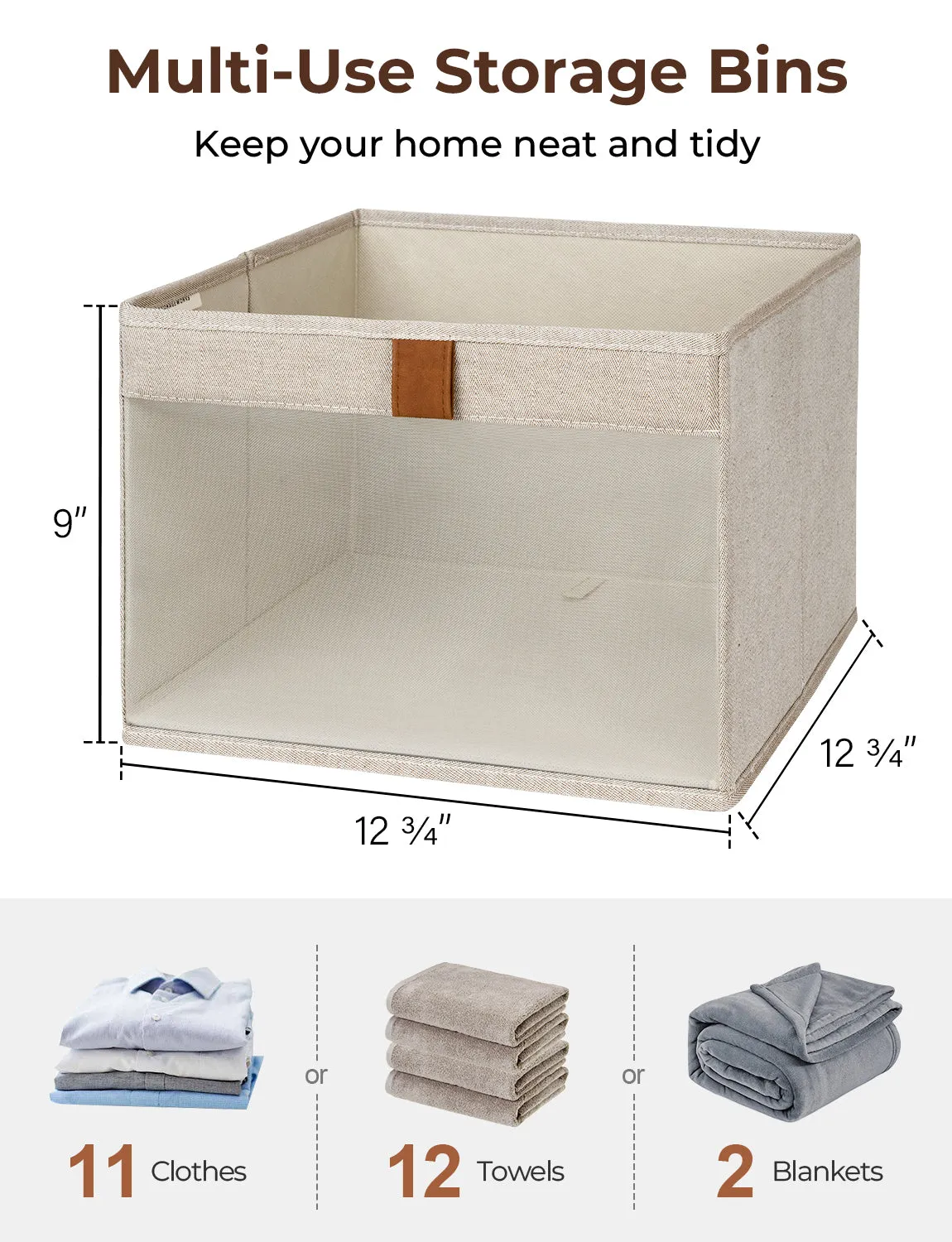 StorageWorks Closet Storage Bins with Clear Window and Handles, 3 Pack