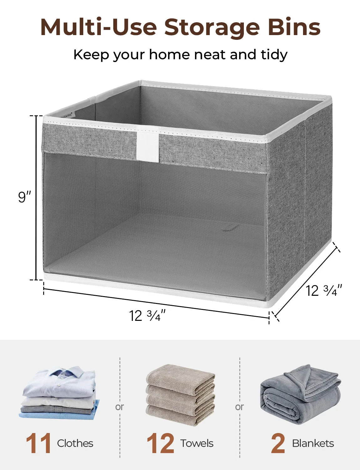 StorageWorks Closet Storage Bins with Clear Window and Handles, 3 Pack