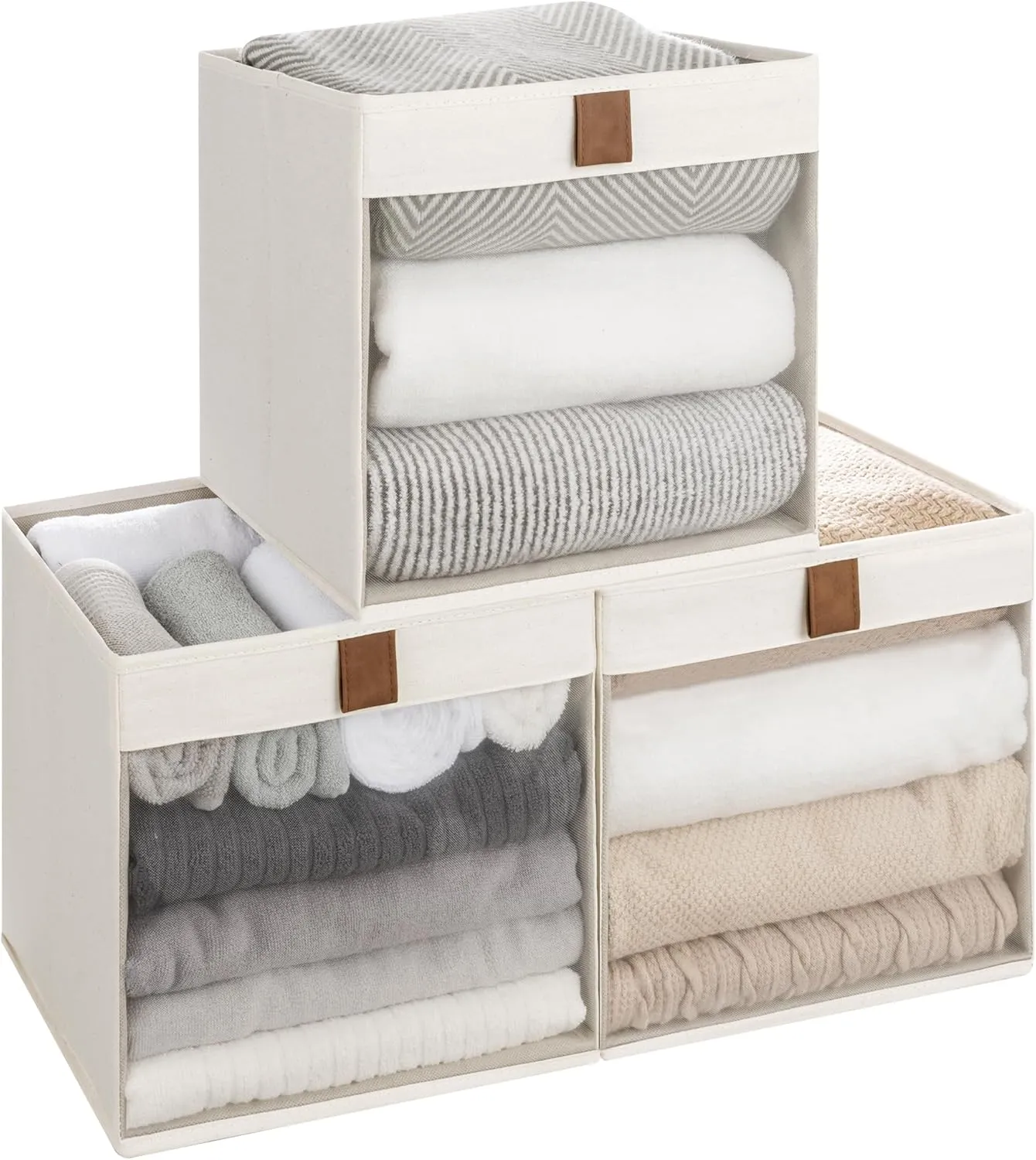 StorageWorks Closet Storage Bins with Clear Window and Handles, 3 Pack